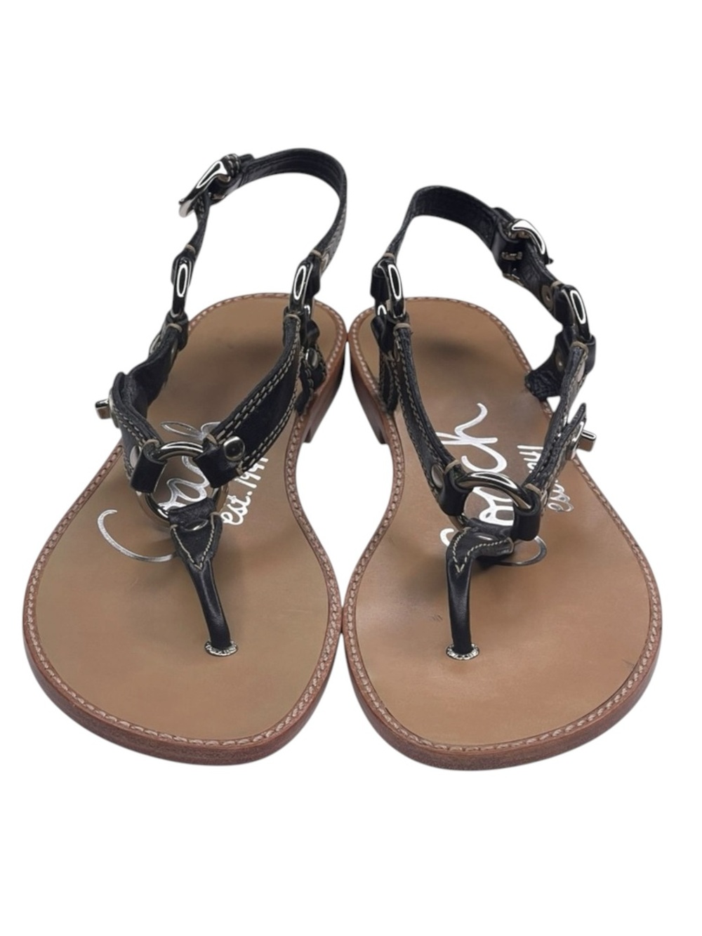Deadstock: new Coach ࿌ Raiven Hardware Turnlock Flat Sandals ࿌ Black Leather ࿌ - Picture 10 of 16
